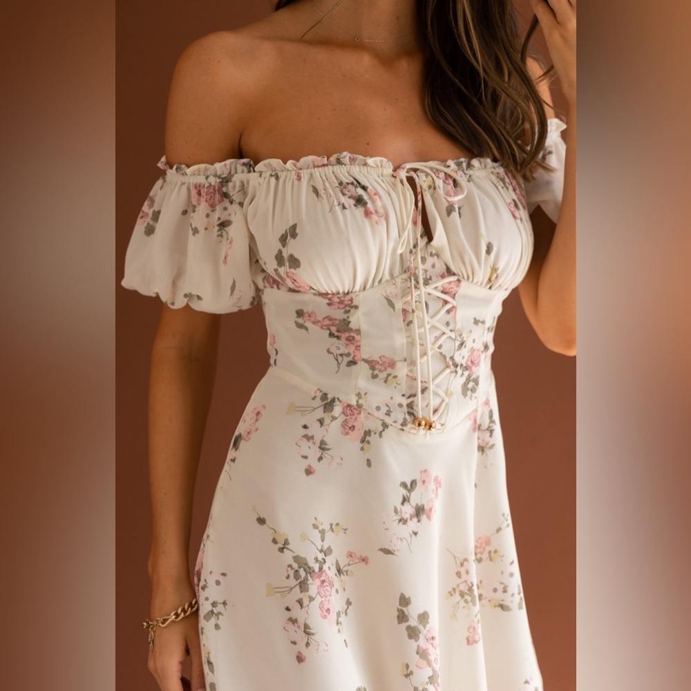 BELLE FLEUR TIED BUST MINI DRESS FLORAL S